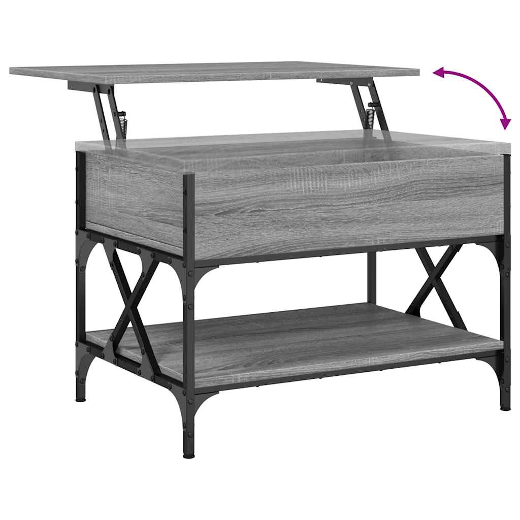Salontafel 70x50x50 cm bewerkt hout en metaal grijs sonoma is nu te koop bij PeponiXL, paradijselijk wonen!