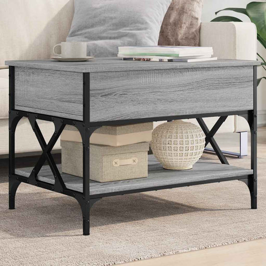 Salontafel 70x50x50 cm bewerkt hout en metaal grijs sonoma is nu te koop bij PeponiXL, paradijselijk wonen!