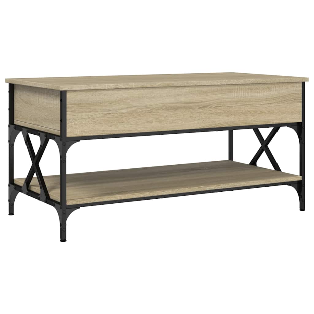 Salontafel 100x50x50 cm bewerkt hout en metaal sonoma eiken is nu te koop bij PeponiXL, paradijselijk wonen!