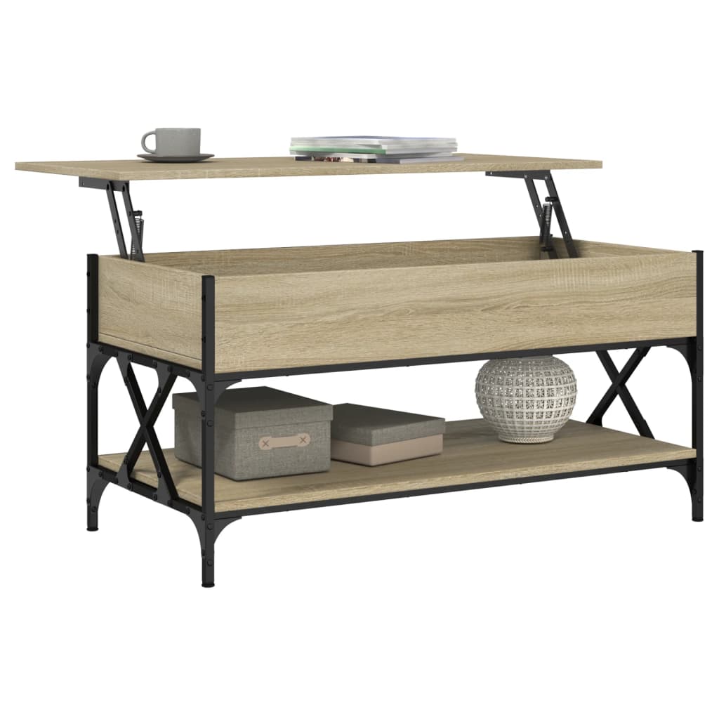 Salontafel 100x50x50 cm bewerkt hout en metaal sonoma eiken is nu te koop bij PeponiXL, paradijselijk wonen!