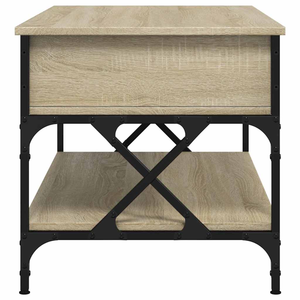 Salontafel 100x50x50 cm bewerkt hout en metaal sonoma eiken is nu te koop bij PeponiXL, paradijselijk wonen!