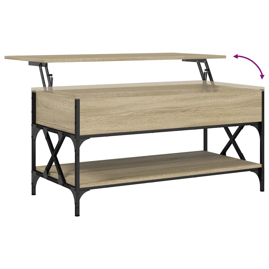 Salontafel 100x50x50 cm bewerkt hout en metaal sonoma eiken is nu te koop bij PeponiXL, paradijselijk wonen!