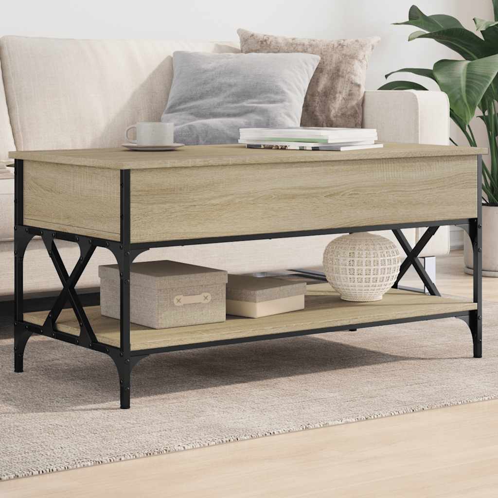 Salontafel 100x50x50 cm bewerkt hout en metaal sonoma eiken is nu te koop bij PeponiXL, paradijselijk wonen!