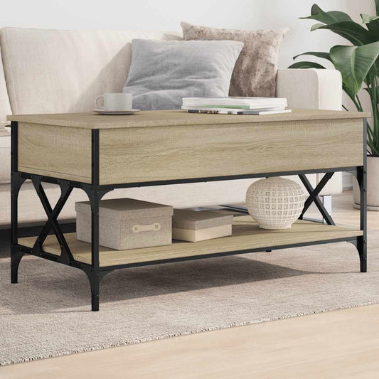Salontafel 100x50x50 cm bewerkt hout en metaal sonoma eiken is nu te koop bij PeponiXL, paradijselijk wonen!