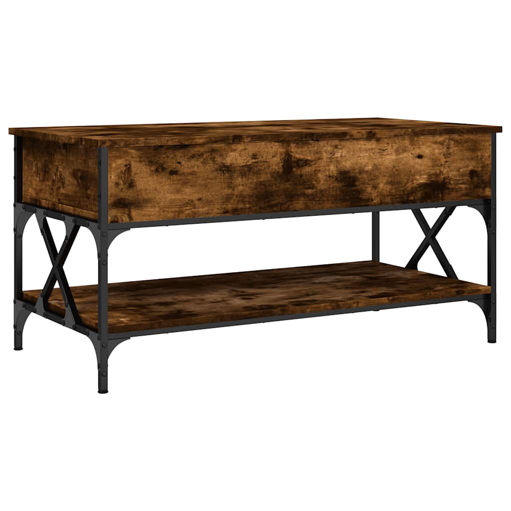 Salontafel 100x50x50 cm bewerkt hout en metaal gerookt eiken is nu te koop bij PeponiXL, paradijselijk wonen!