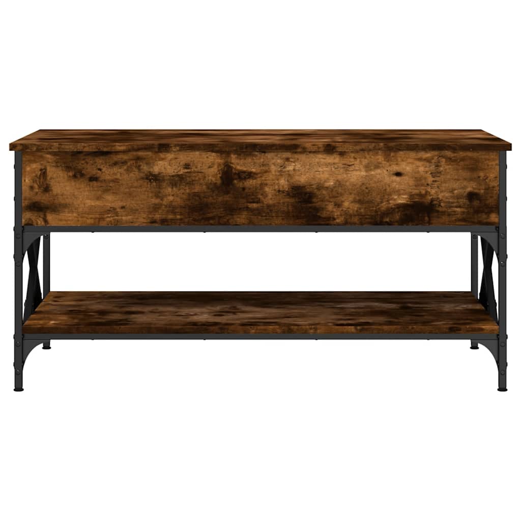 Salontafel 100x50x50 cm bewerkt hout en metaal gerookt eiken is nu te koop bij PeponiXL, paradijselijk wonen!