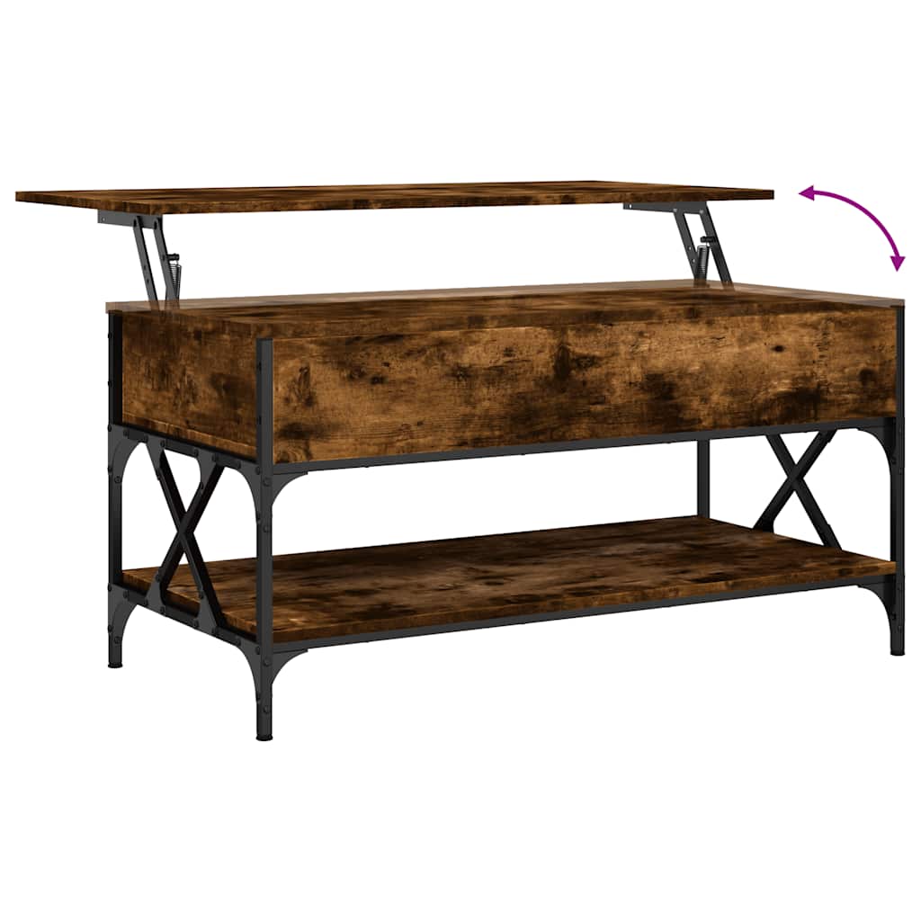 Salontafel 100x50x50 cm bewerkt hout en metaal gerookt eiken is nu te koop bij PeponiXL, paradijselijk wonen!