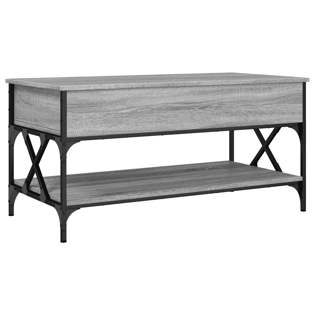 Salontafel 100x50x50 cm bewerkt hout en metaal grijs sonoma is nu te koop bij PeponiXL, paradijselijk wonen!
