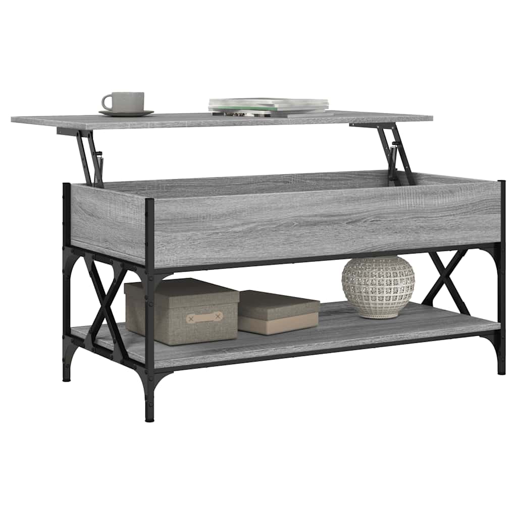 Salontafel 100x50x50 cm bewerkt hout en metaal grijs sonoma is nu te koop bij PeponiXL, paradijselijk wonen!