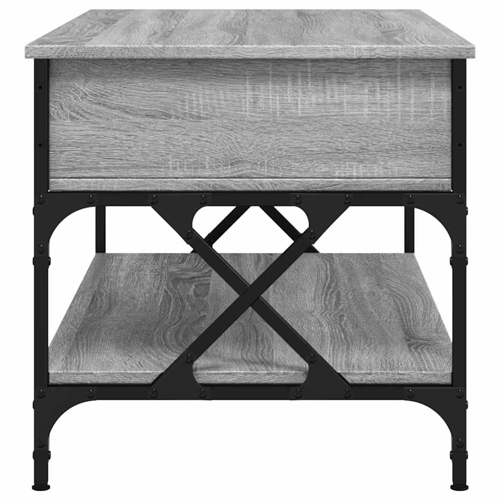 Salontafel 100x50x50 cm bewerkt hout en metaal grijs sonoma is nu te koop bij PeponiXL, paradijselijk wonen!
