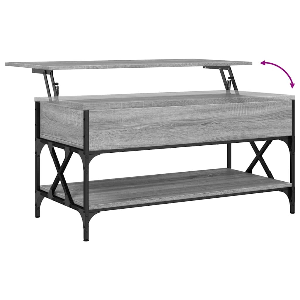 Salontafel 100x50x50 cm bewerkt hout en metaal grijs sonoma is nu te koop bij PeponiXL, paradijselijk wonen!