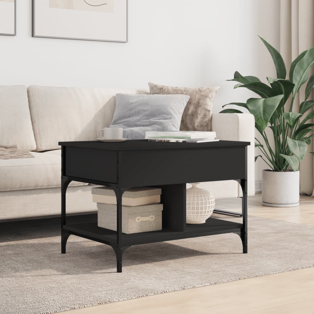 Salontafel 70x50x50 cm bewerkt hout en metaal zwart is nu te koop bij PeponiXL, paradijselijk wonen!
