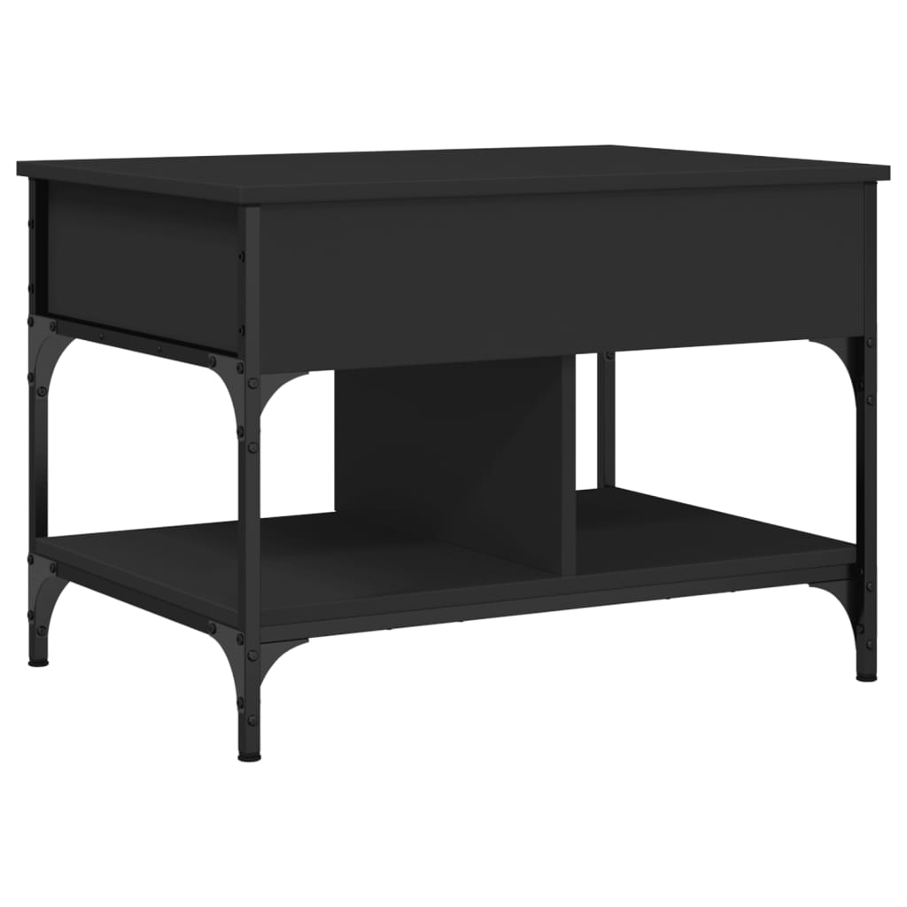 Salontafel 70x50x50 cm bewerkt hout en metaal zwart is nu te koop bij PeponiXL, paradijselijk wonen!