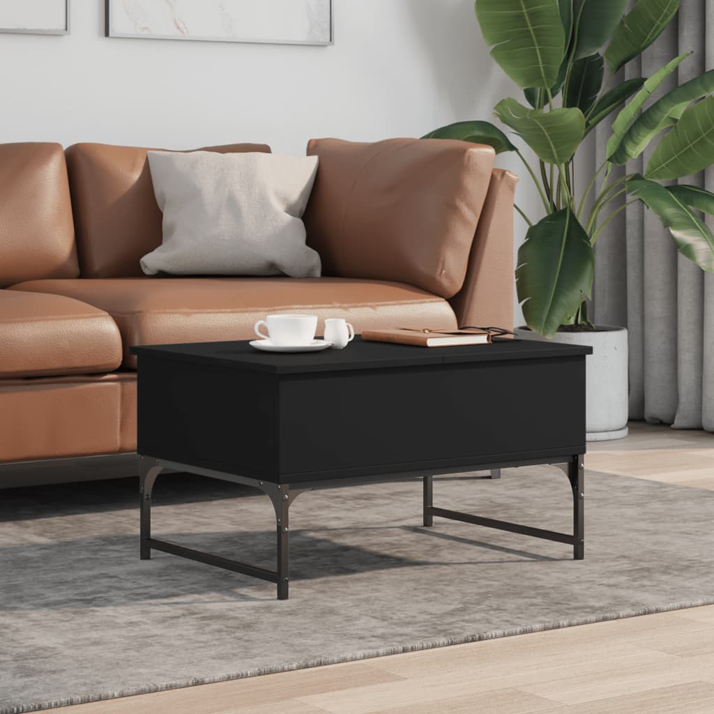 Salontafel 70x50x40 cm bewerkt hout en metaal zwart is nu te koop bij PeponiXL, paradijselijk wonen!