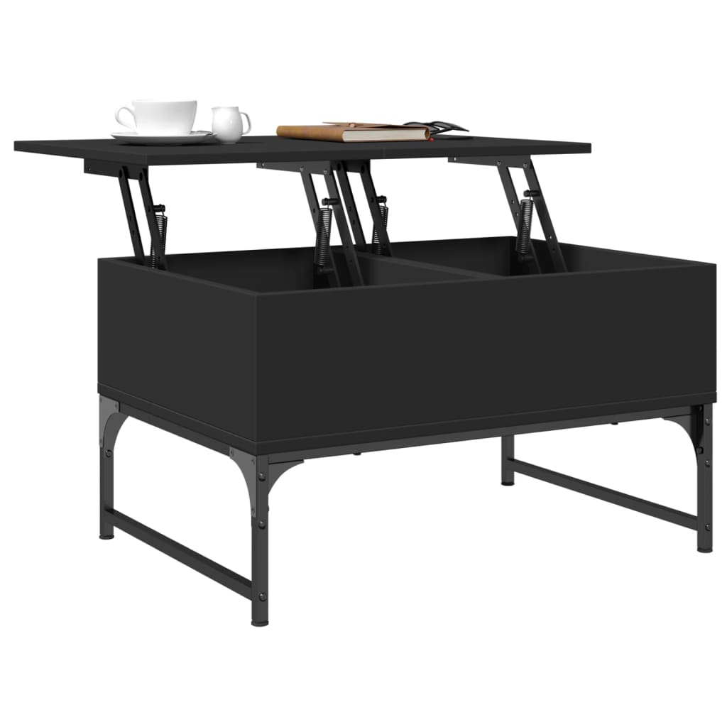 Salontafel 70x50x40 cm bewerkt hout en metaal zwart is nu te koop bij PeponiXL, paradijselijk wonen!