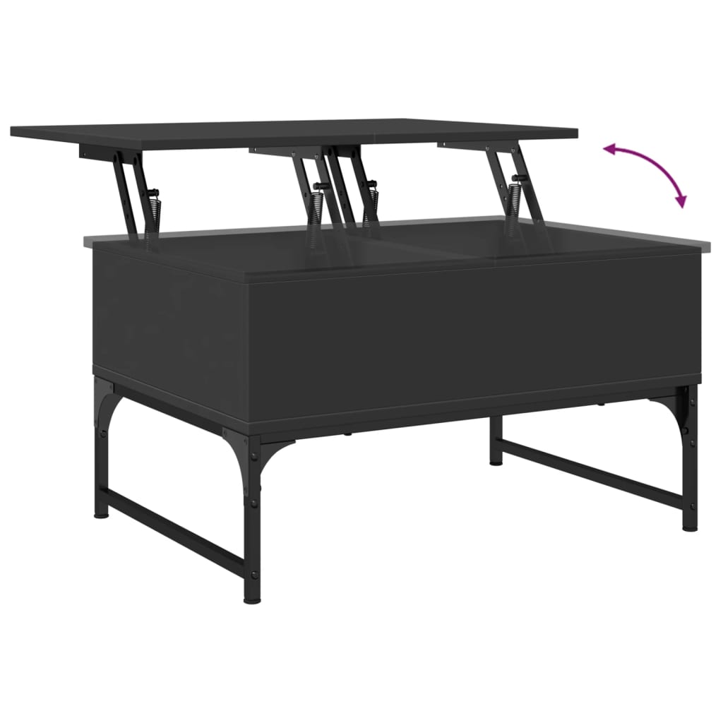 Salontafel 70x50x40 cm bewerkt hout en metaal zwart is nu te koop bij PeponiXL, paradijselijk wonen!