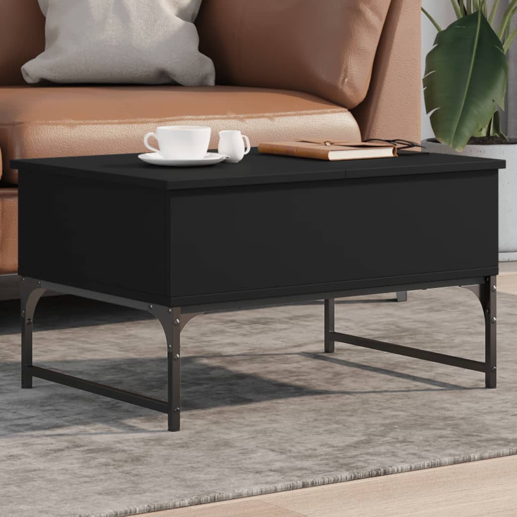 Salontafel 70x50x40 cm bewerkt hout en metaal zwart is nu te koop bij PeponiXL, paradijselijk wonen!