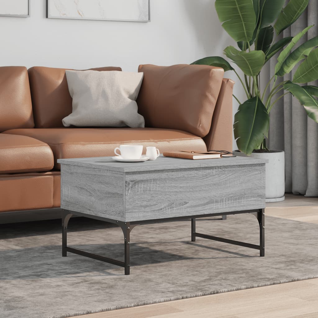 Salontafel 70x50x40 cm bewerkt hout en metaal grijs sonoma is nu te koop bij PeponiXL, paradijselijk wonen!