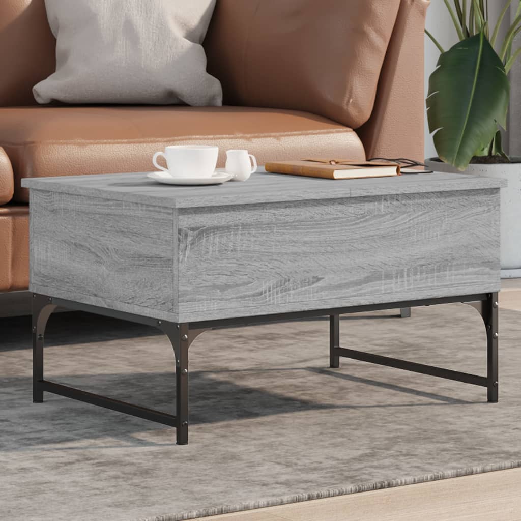 Salontafel 70x50x40 cm bewerkt hout en metaal grijs sonoma is nu te koop bij PeponiXL, paradijselijk wonen!