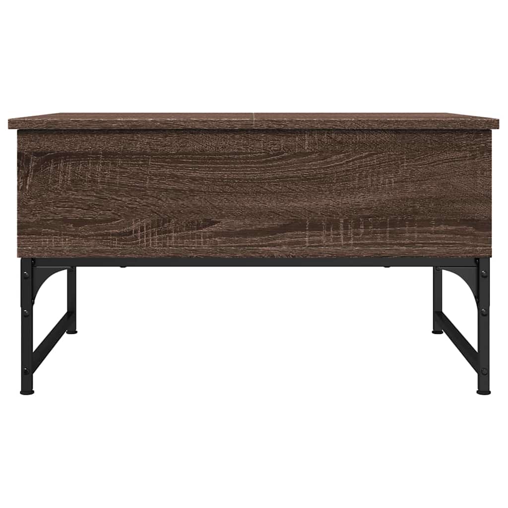 Salontafel 70x50x40 cm bewerkt hout en metaal bruin eikenkleur is nu te koop bij PeponiXL, paradijselijk wonen!