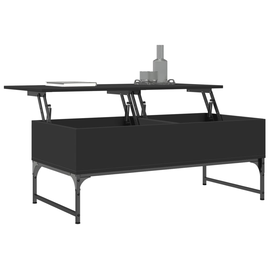 Salontafel 100x50x40 cm bewerkt hout en metaal zwart is nu te koop bij PeponiXL, paradijselijk wonen!