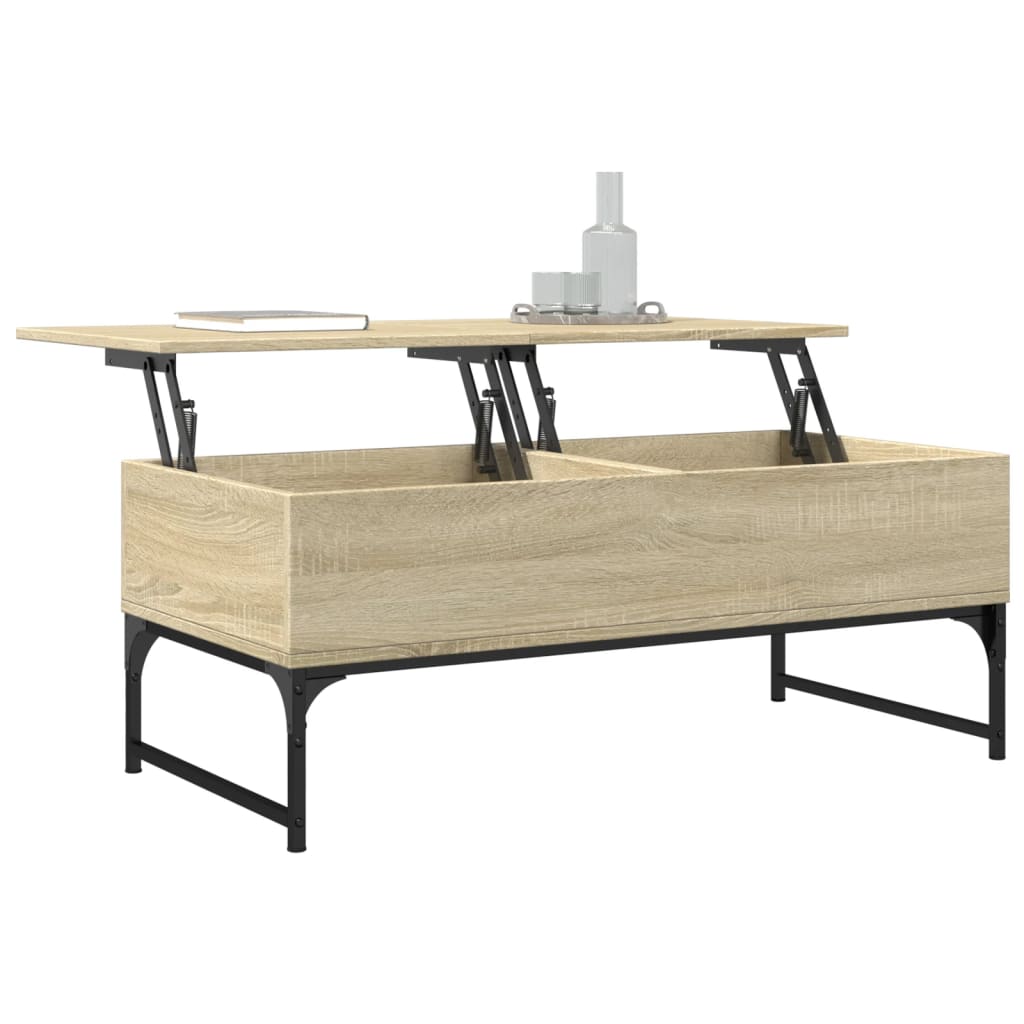 Salontafel 100x50x40 cm bewerkt hout en metaal sonoma eiken is nu te koop bij PeponiXL, paradijselijk wonen!