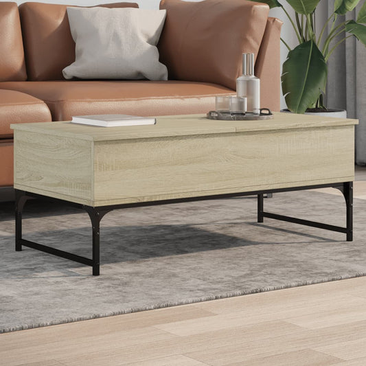 Salontafel 100x50x40 cm bewerkt hout en metaal sonoma eiken is nu te koop bij PeponiXL, paradijselijk wonen!