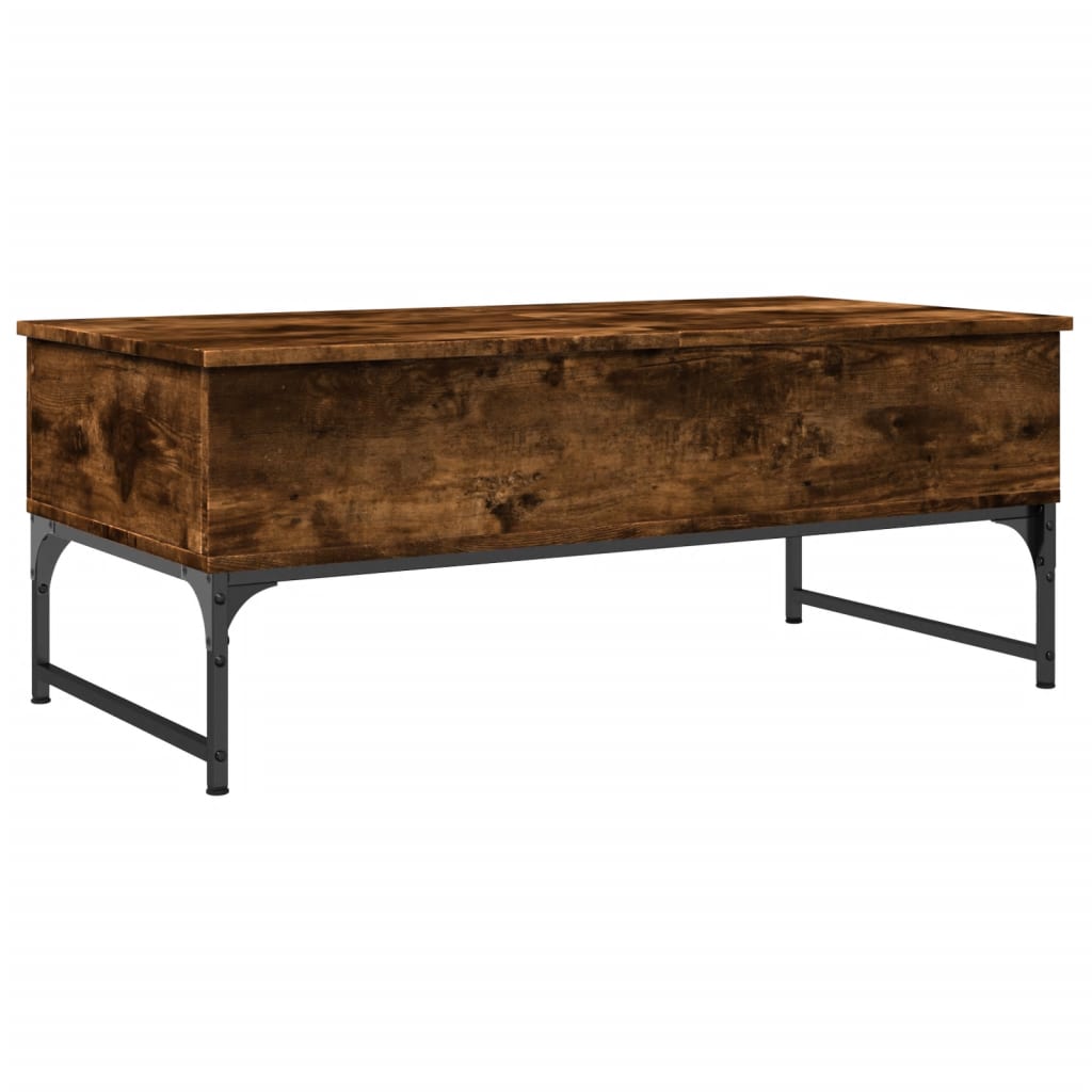 Salontafel 100x50x40 cm bewerkt hout en metaal gerookt eiken is nu te koop bij PeponiXL, paradijselijk wonen!