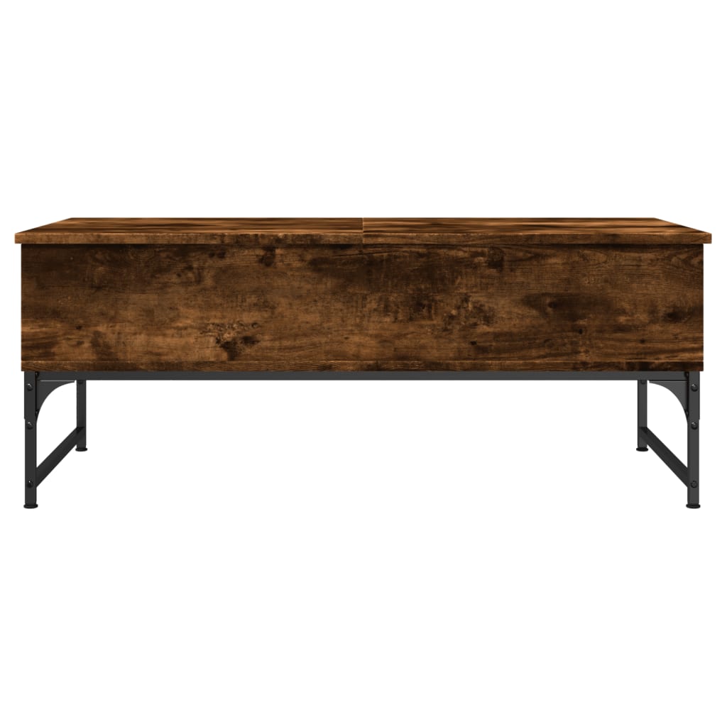 Salontafel 100x50x40 cm bewerkt hout en metaal gerookt eiken is nu te koop bij PeponiXL, paradijselijk wonen!