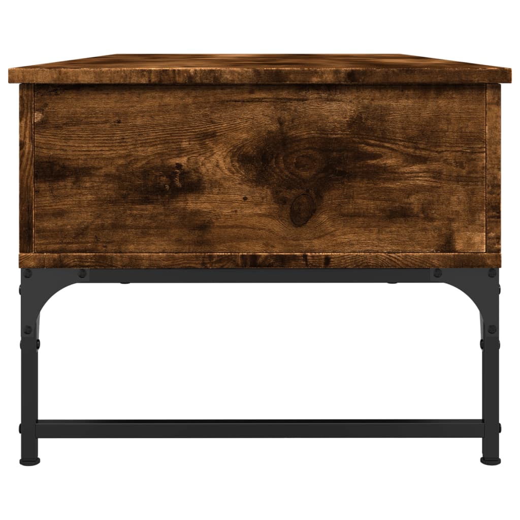 Salontafel 100x50x40 cm bewerkt hout en metaal gerookt eiken is nu te koop bij PeponiXL, paradijselijk wonen!