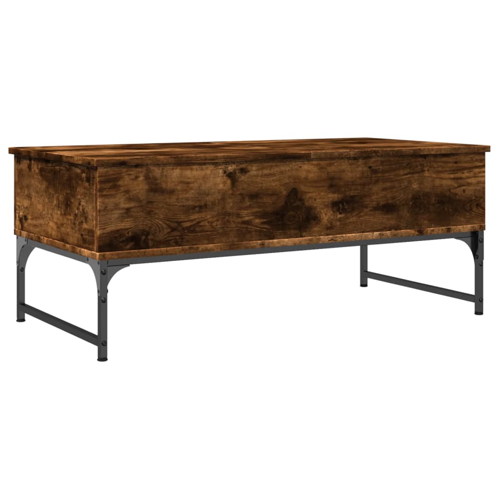 Salontafel 100x50x40 cm bewerkt hout en metaal gerookt eiken is nu te koop bij PeponiXL, paradijselijk wonen!