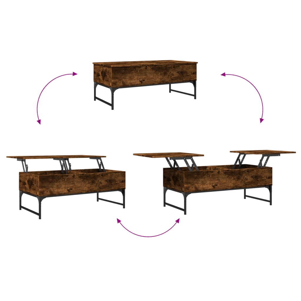 Salontafel 100x50x40 cm bewerkt hout en metaal gerookt eiken is nu te koop bij PeponiXL, paradijselijk wonen!