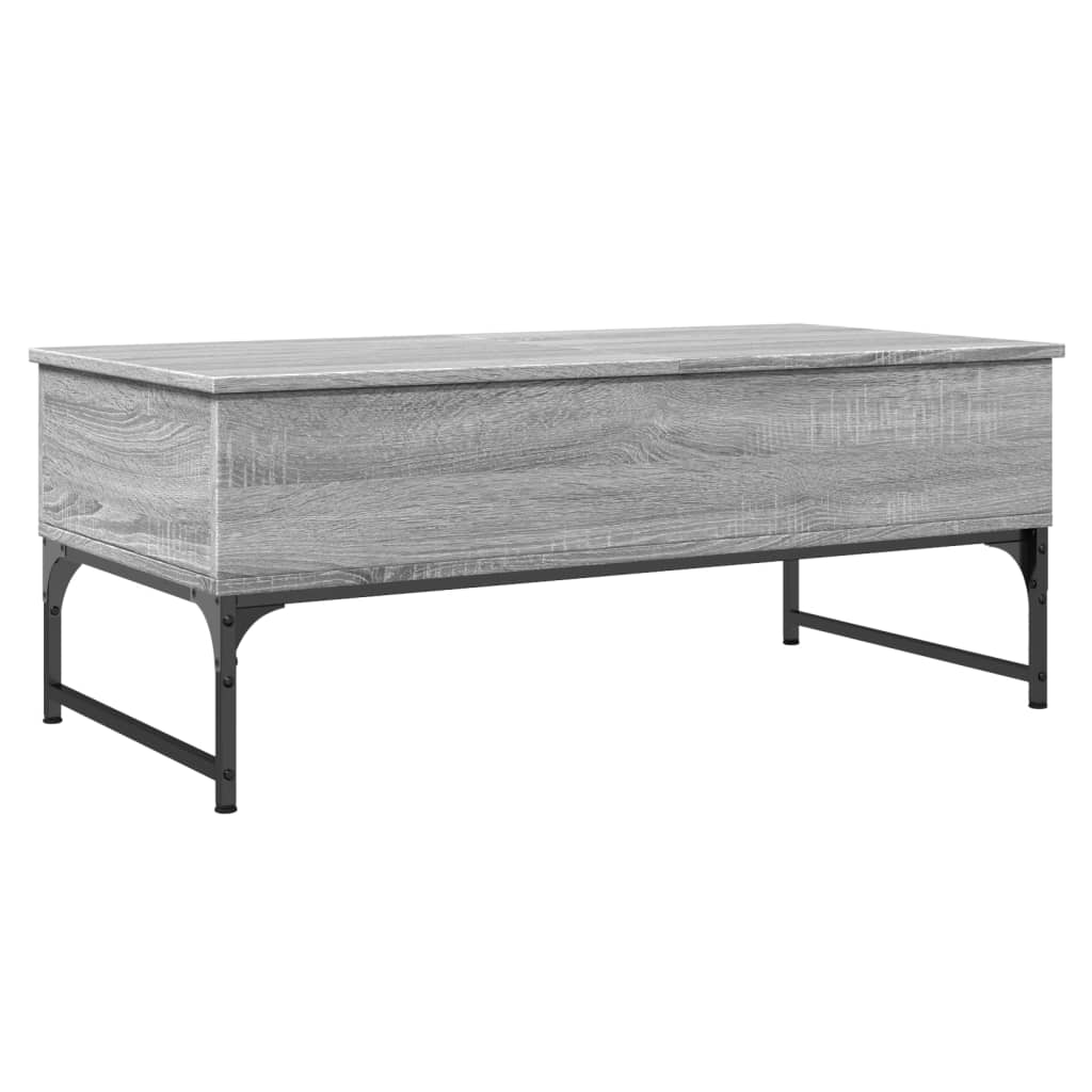 Salontafel 100x50x40 cm bewerkt hout en metaal grijs sonoma is nu te koop bij PeponiXL, paradijselijk wonen!