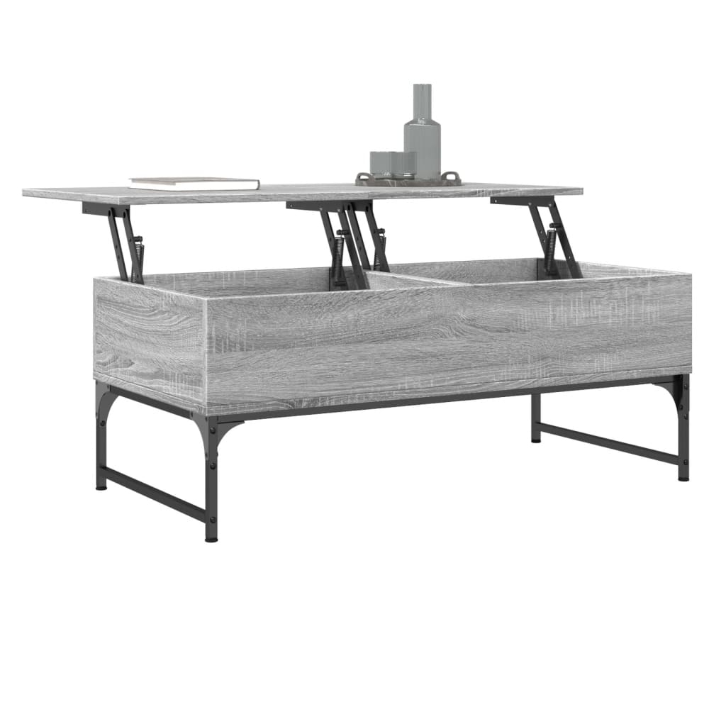 Salontafel 100x50x40 cm bewerkt hout en metaal grijs sonoma is nu te koop bij PeponiXL, paradijselijk wonen!