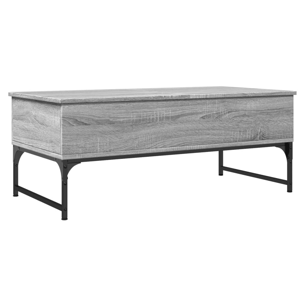 Salontafel 100x50x40 cm bewerkt hout en metaal grijs sonoma is nu te koop bij PeponiXL, paradijselijk wonen!