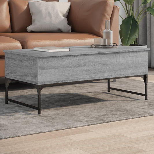 Salontafel 100x50x40 cm bewerkt hout en metaal grijs sonoma is nu te koop bij PeponiXL, paradijselijk wonen!