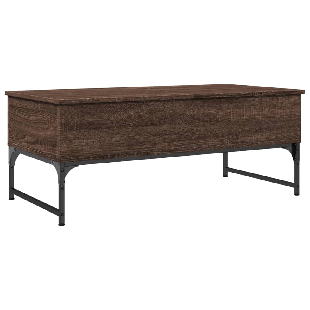 Salontafel 100x50x40 cm bewerkt hout en metaal bruin eikenkleur is nu te koop bij PeponiXL, paradijselijk wonen!