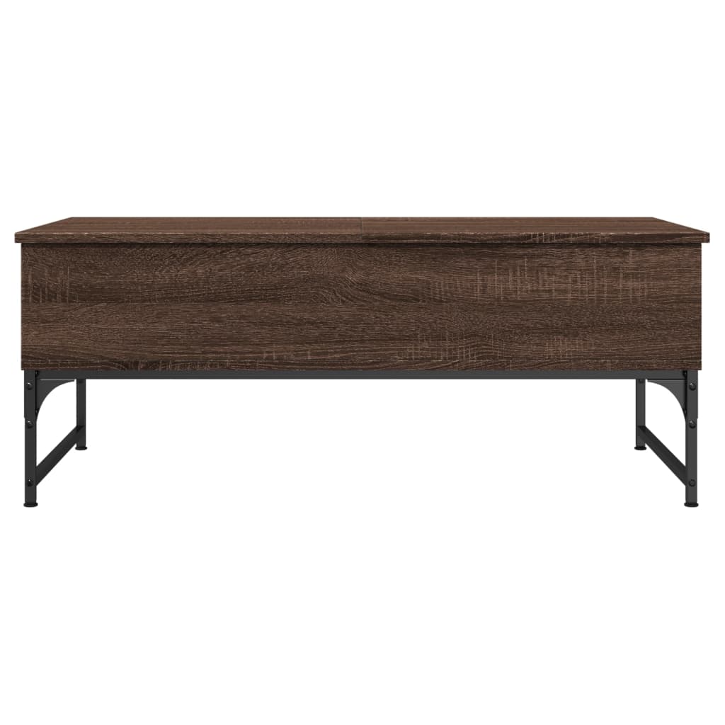 Salontafel 100x50x40 cm bewerkt hout en metaal bruin eikenkleur is nu te koop bij PeponiXL, paradijselijk wonen!