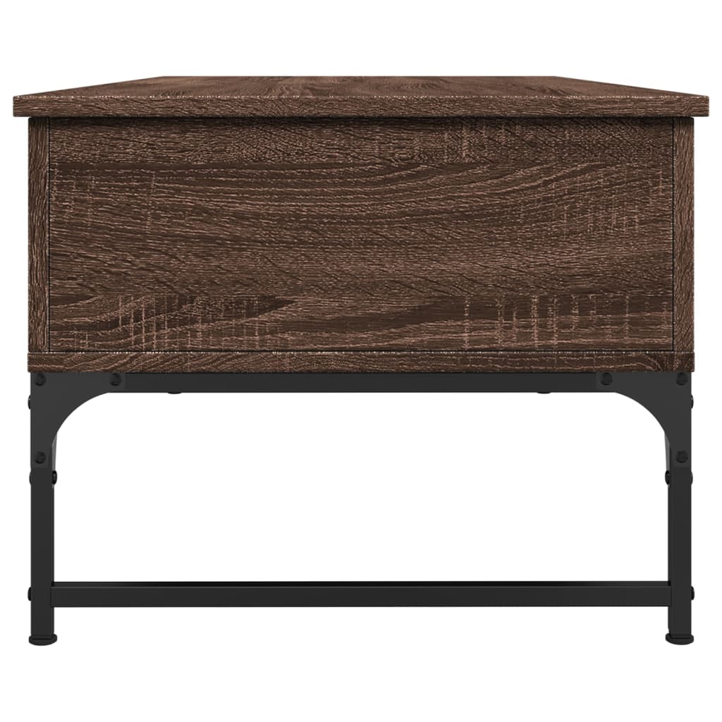 Salontafel 100x50x40 cm bewerkt hout en metaal bruin eikenkleur is nu te koop bij PeponiXL, paradijselijk wonen!