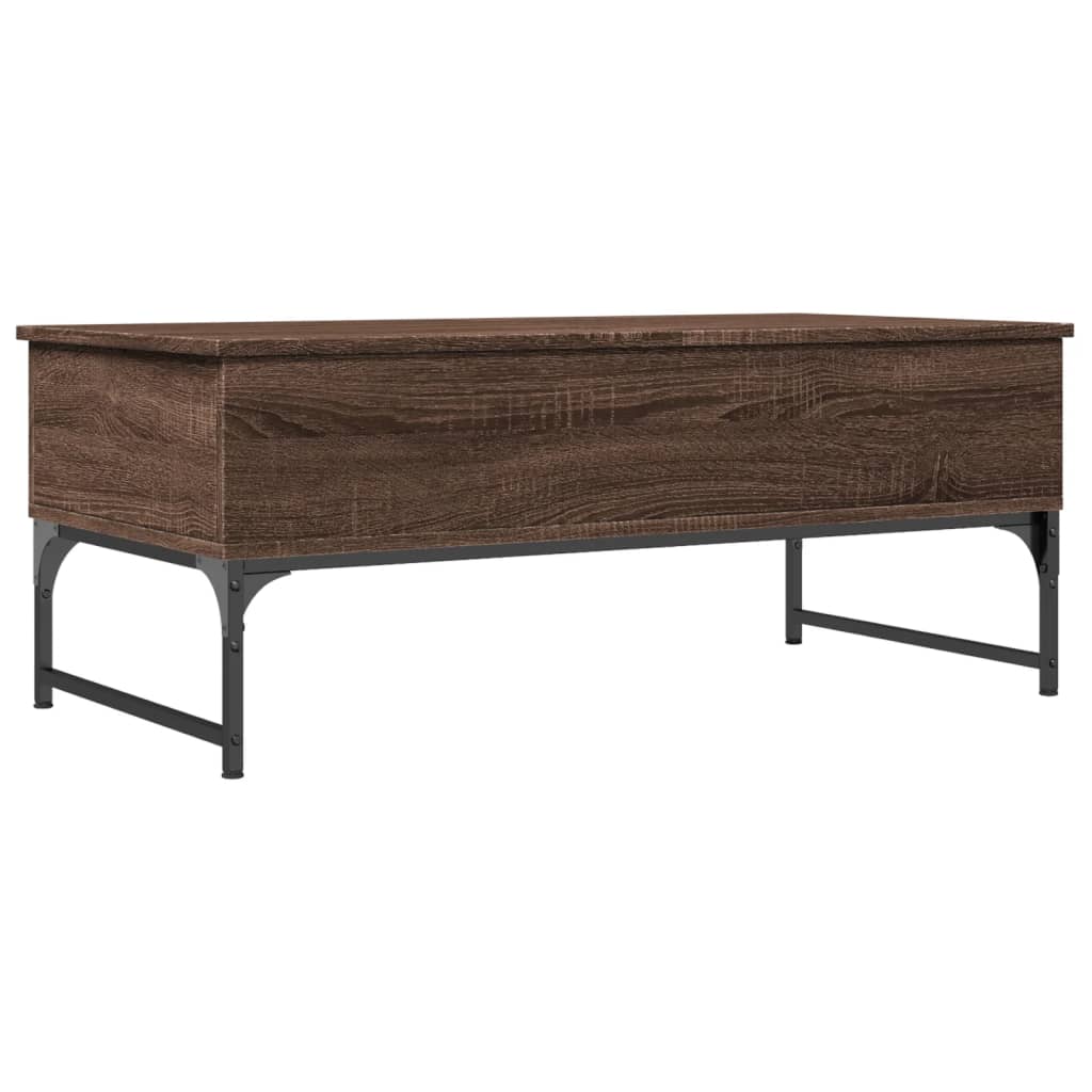 Salontafel 100x50x40 cm bewerkt hout en metaal bruin eikenkleur is nu te koop bij PeponiXL, paradijselijk wonen!