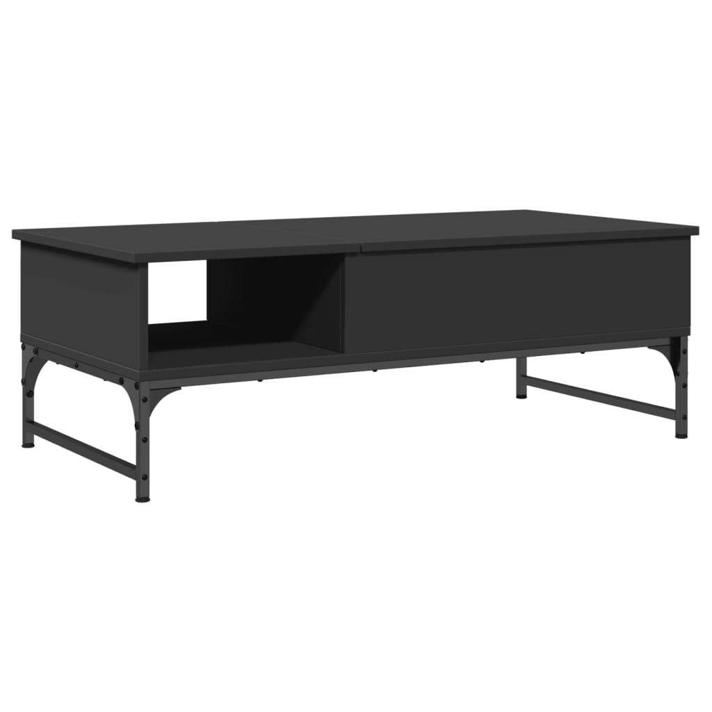 Salontafel 100x50x35 cm bewerkt hout en metaal zwart is nu te koop bij PeponiXL, paradijselijk wonen!