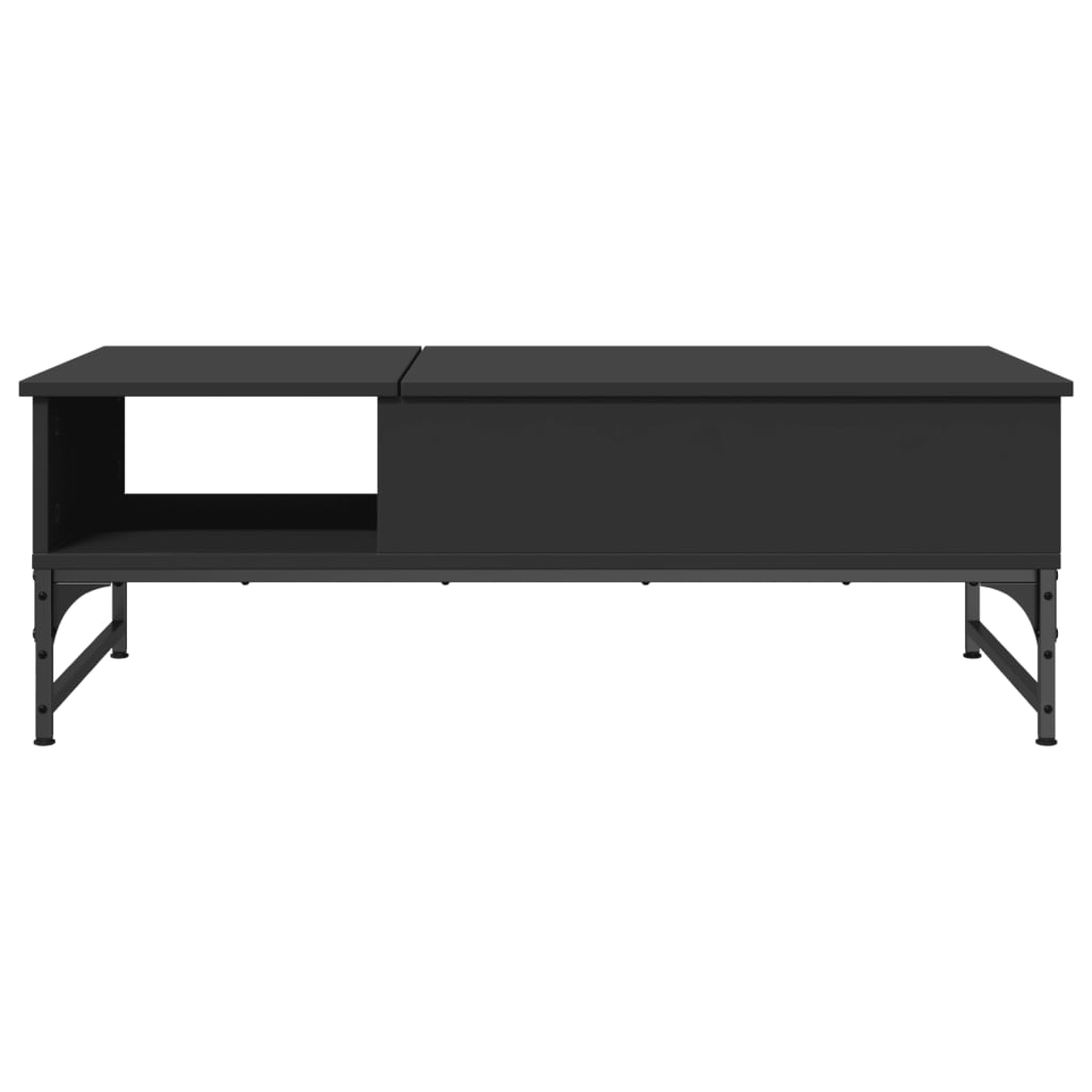 Salontafel 100x50x35 cm bewerkt hout en metaal zwart is nu te koop bij PeponiXL, paradijselijk wonen!