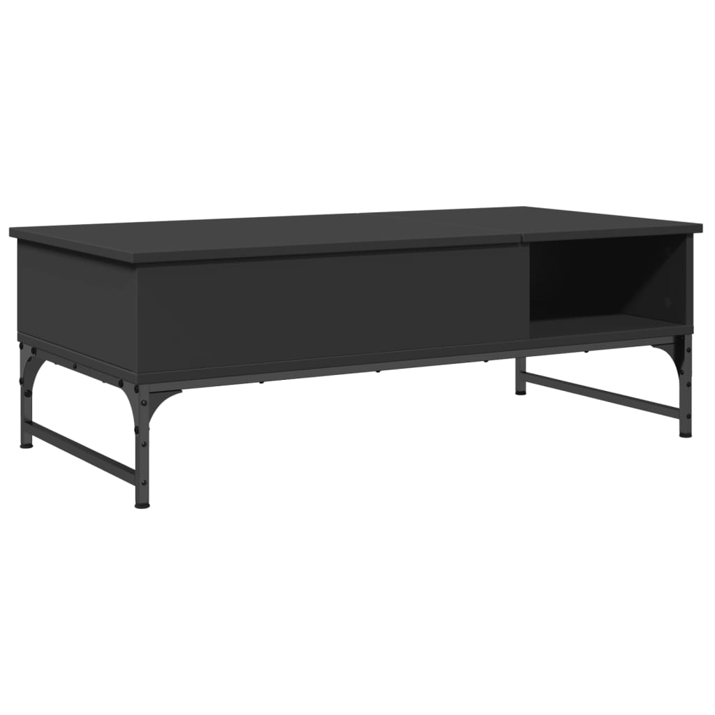 Salontafel 100x50x35 cm bewerkt hout en metaal zwart is nu te koop bij PeponiXL, paradijselijk wonen!