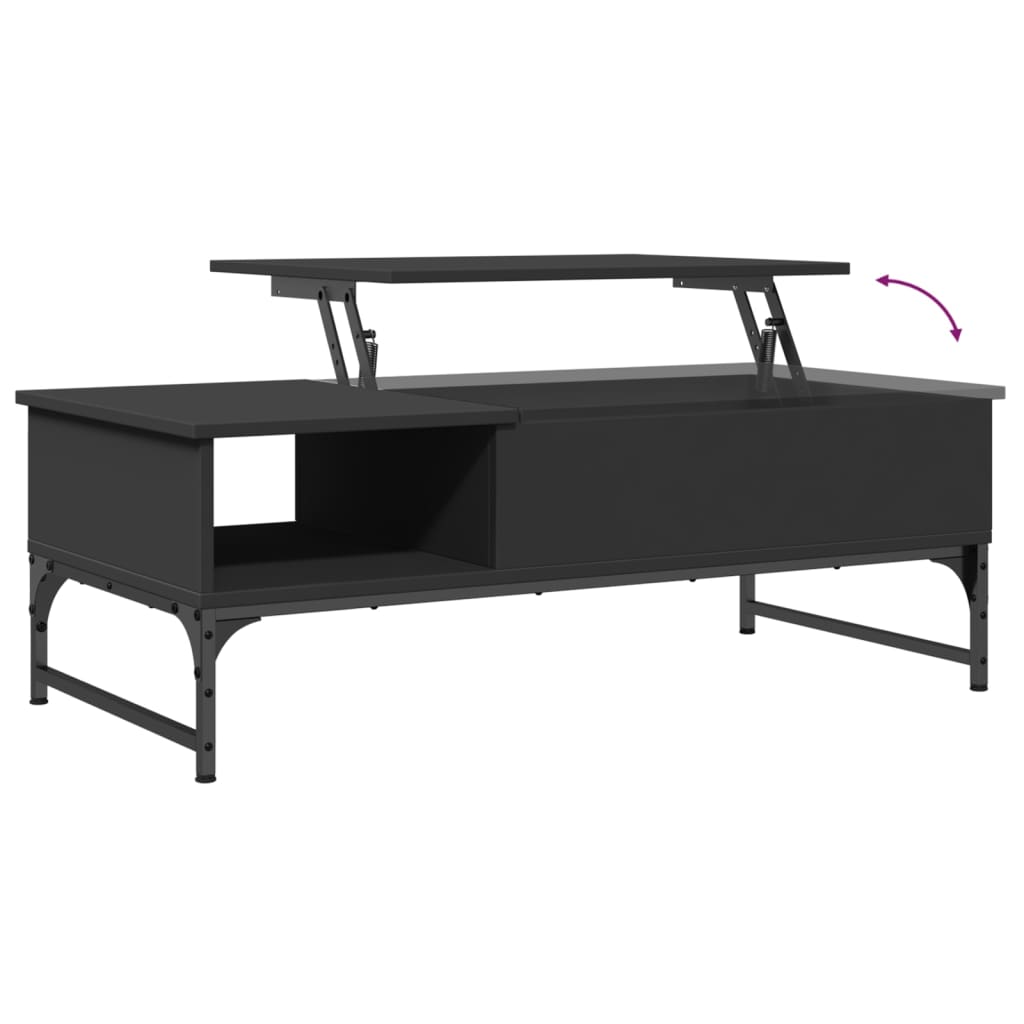 Salontafel 100x50x35 cm bewerkt hout en metaal zwart is nu te koop bij PeponiXL, paradijselijk wonen!