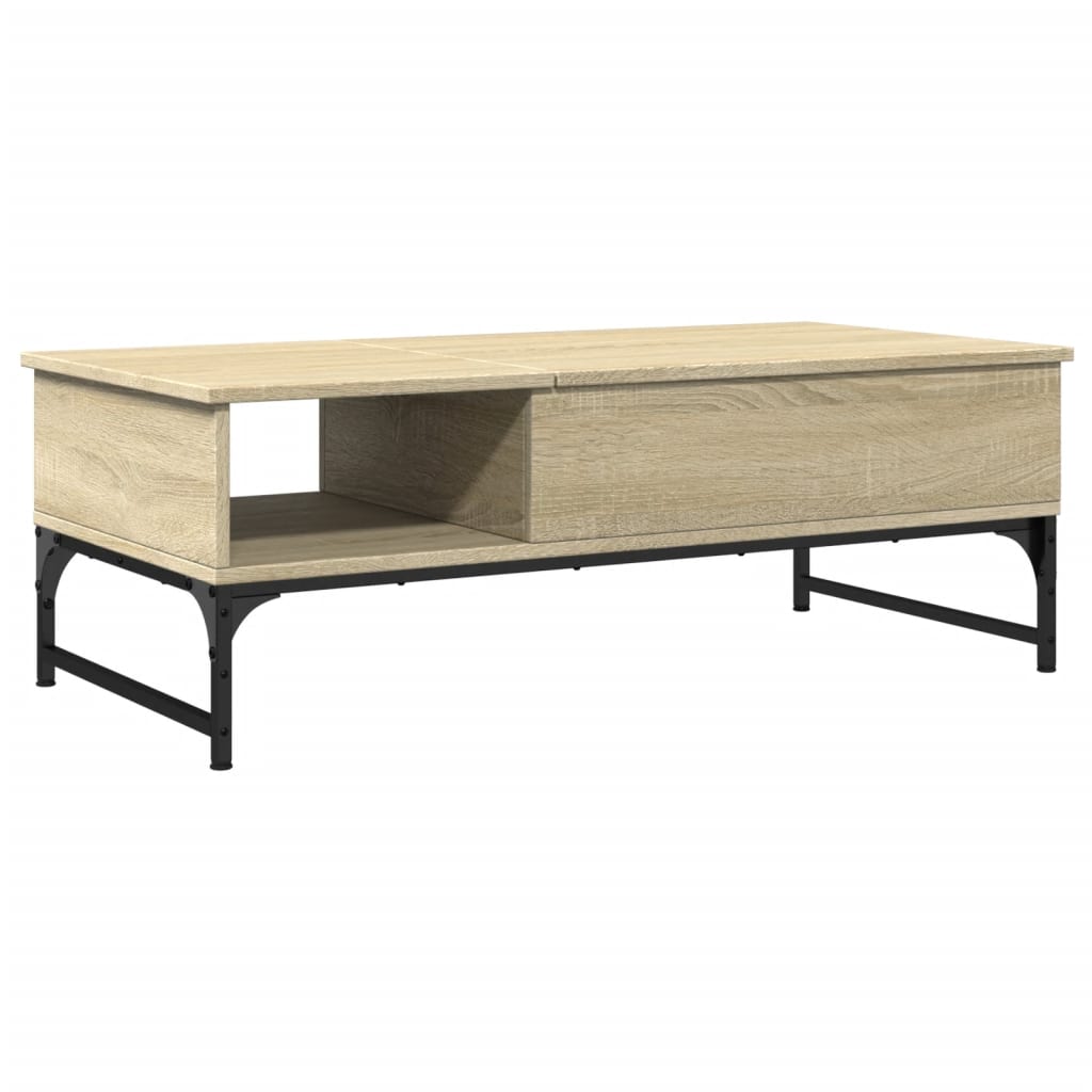 Salontafel 100x50x35 cm bewerkt hout en metaal sonoma eiken is nu te koop bij PeponiXL, paradijselijk wonen!