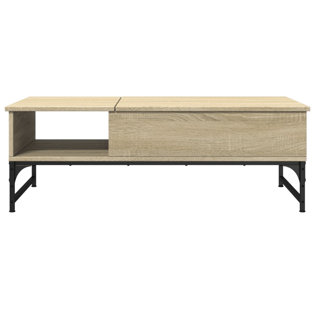 Salontafel 100x50x35 cm bewerkt hout en metaal sonoma eiken is nu te koop bij PeponiXL, paradijselijk wonen!