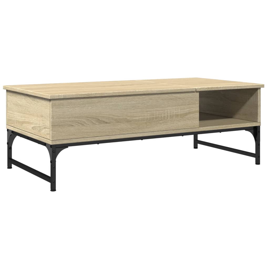 Salontafel 100x50x35 cm bewerkt hout en metaal sonoma eiken is nu te koop bij PeponiXL, paradijselijk wonen!