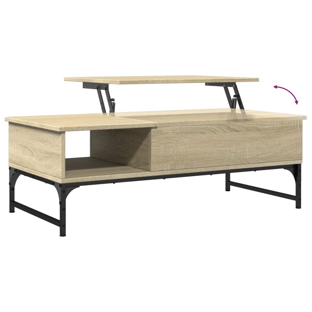 Salontafel 100x50x35 cm bewerkt hout en metaal sonoma eiken is nu te koop bij PeponiXL, paradijselijk wonen!