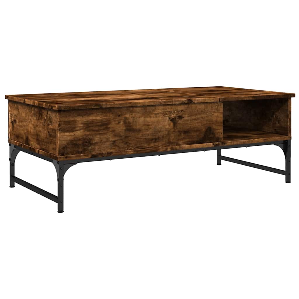 Salontafel 100x50x35 cm bewerkt hout en metaal gerookt eiken is nu te koop bij PeponiXL, paradijselijk wonen!