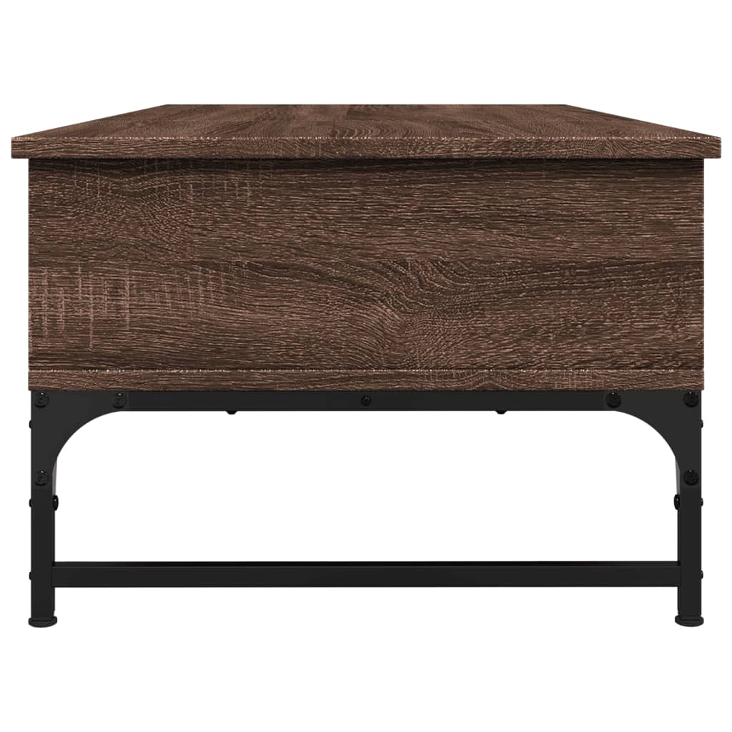Salontafel 100x50x35 cm bewerkt hout en metaal bruin eikenkleur is nu te koop bij PeponiXL, paradijselijk wonen!